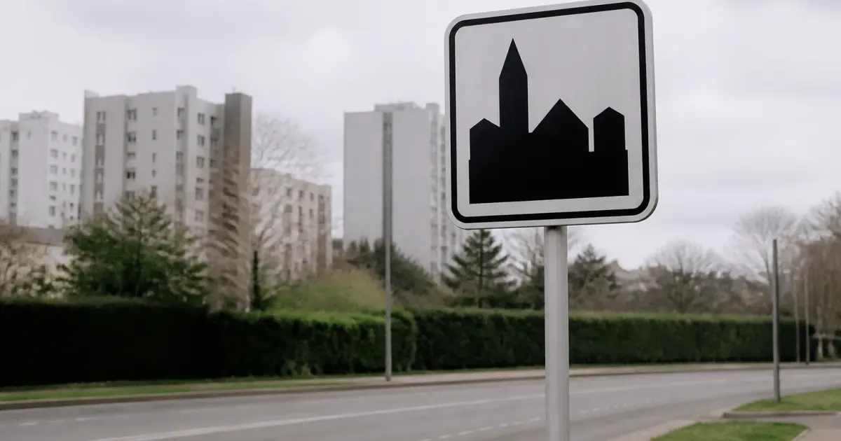 Panneau indicateur routier affichant nom commune Athis-Mons densité urbaine