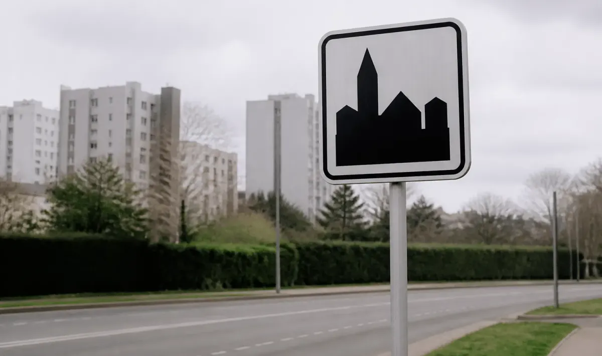 Panneau indicateur routier affichant nom commune Athis-Mons densité urbaine