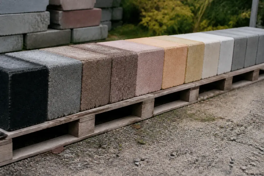 Blocs beton colores alignes montrant teintes variees minecraft
