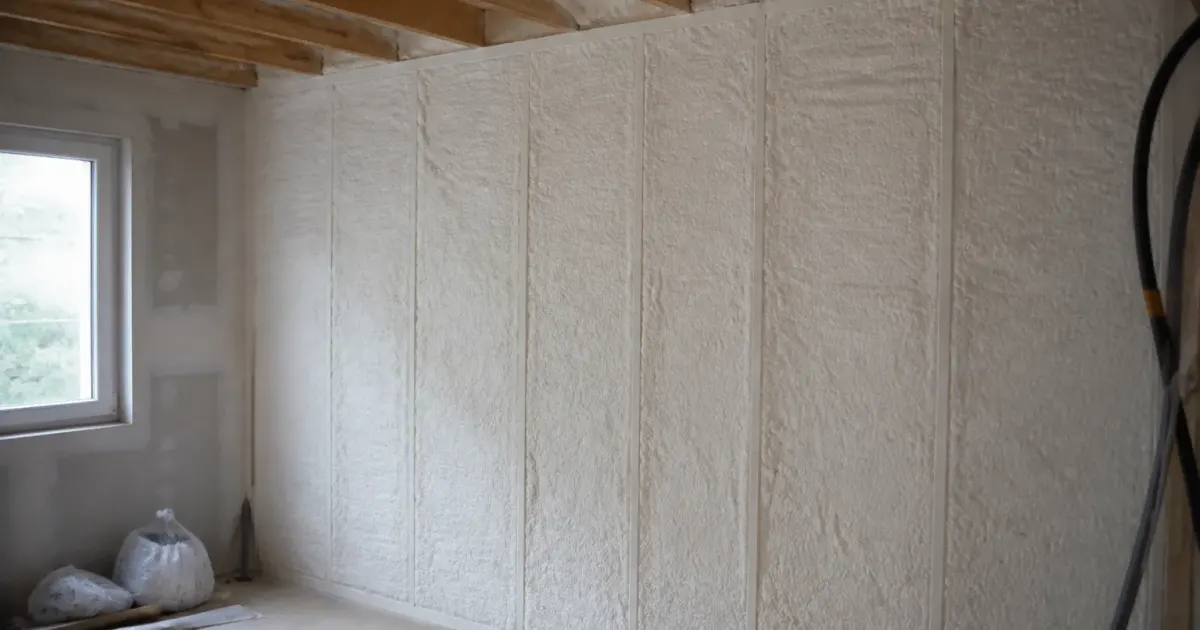 Mur interieur recouvert isolant thermique blanc epais