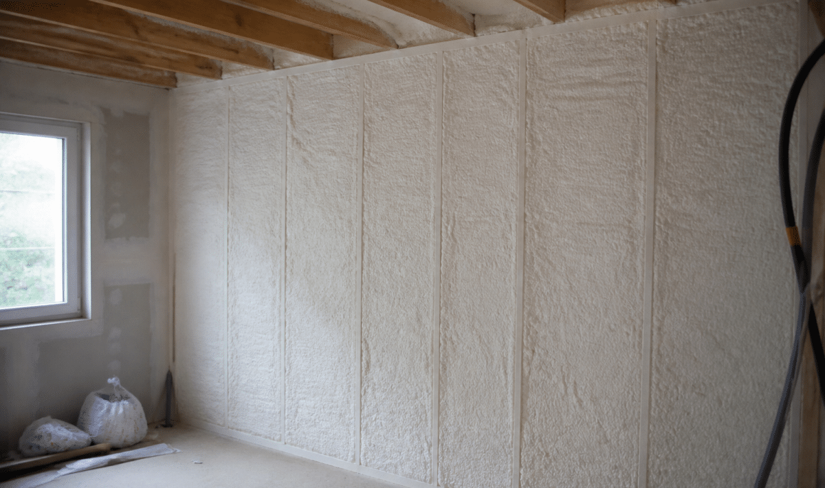 Mur interieur recouvert isolant thermique blanc epais