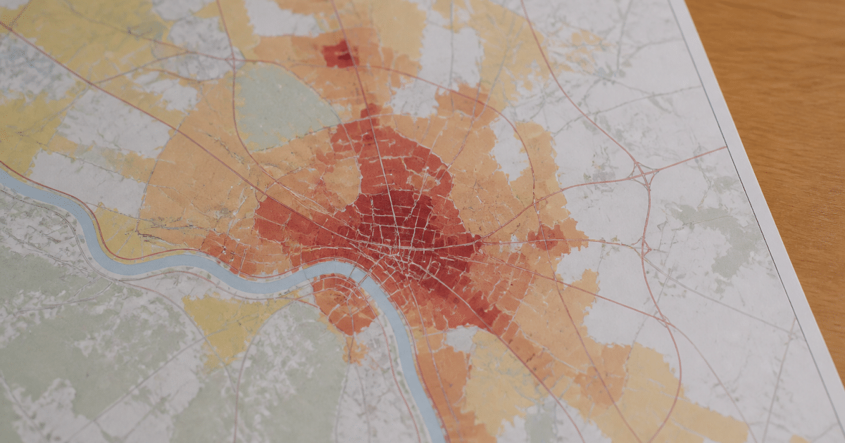 Carte administrative de Macon affichant densite population urbaine
