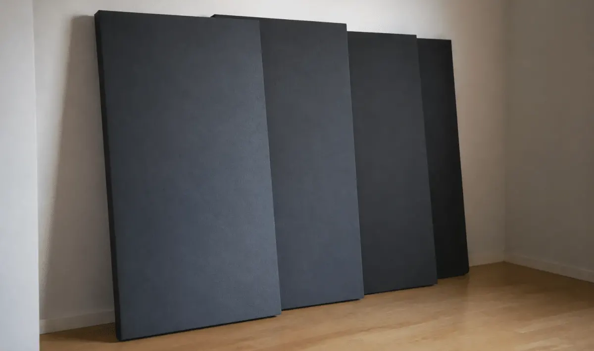 Panneaux mousse epais adosses contre mur chambre silencieuse
