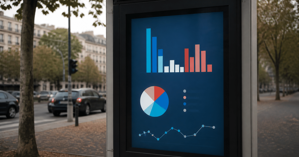 Statistiques population ville affichees sur panneau urbain