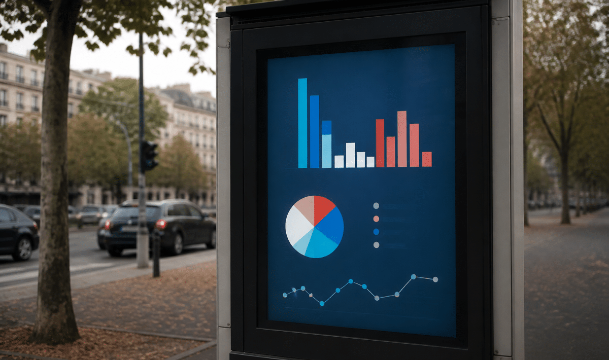 Statistiques population ville affichees sur panneau urbain